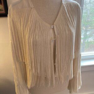 Goldie White Fringe Jacket – XS
